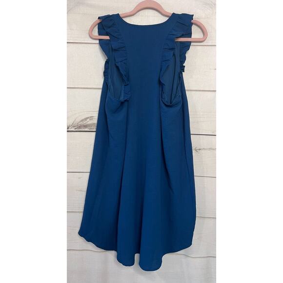 SSYS The Label Dark Teal Dress Ruffles Size LG Easy Comfy Cute! - Picture 2 of 5